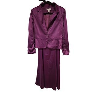 Vintage spiegal Womens skirt suit 2 peice set plum wine 8 10 medium 80s jacket